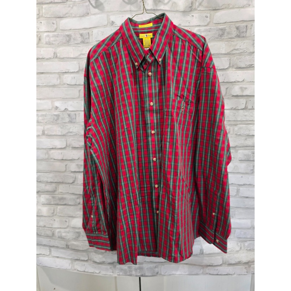 Duck Head Shirt XL Red Green Plaid Tartan Classic Oxford Long Sleeve Button Down